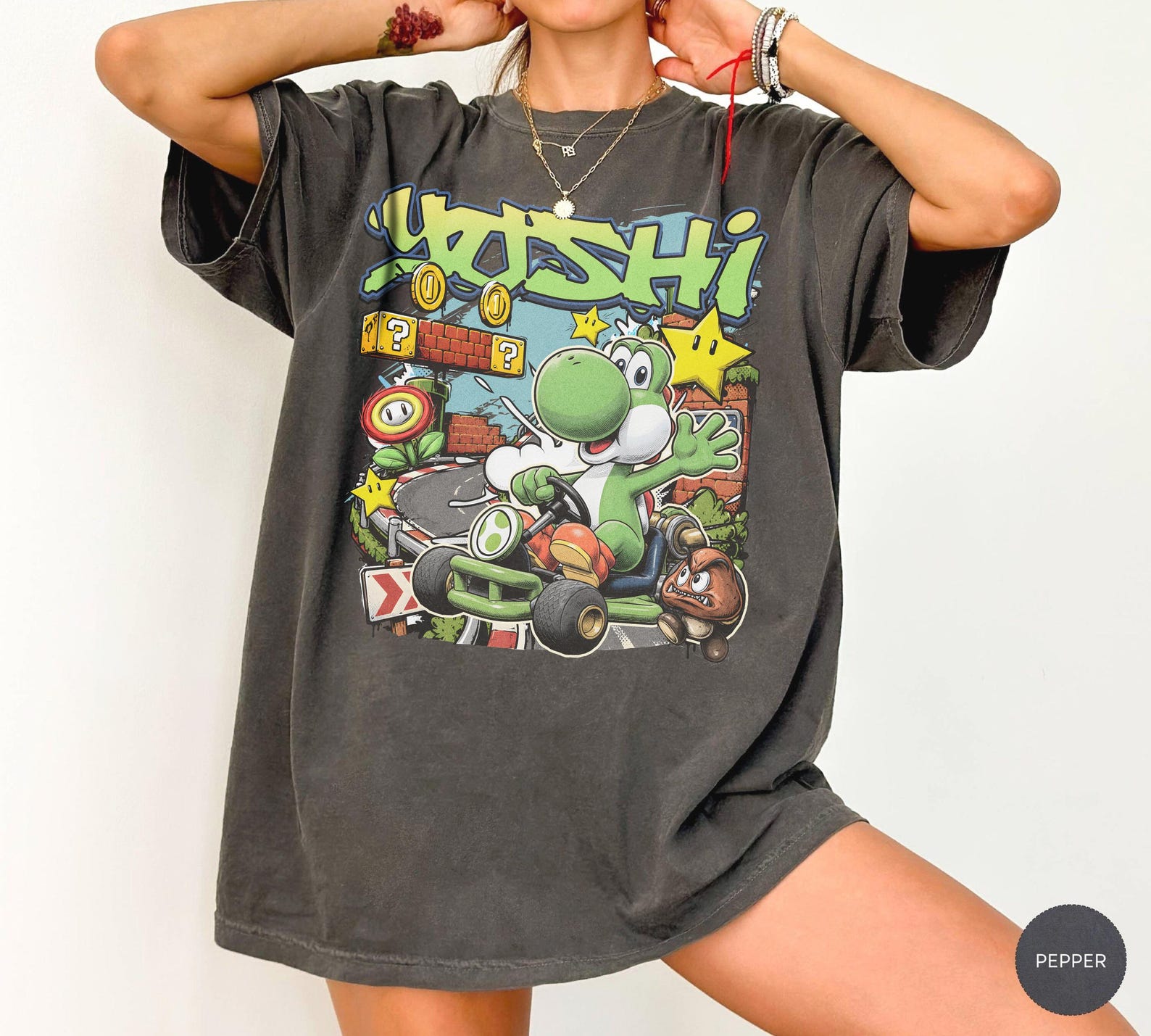 Yoshi Shirt, Retro Nintendo T-Shirt, Vintage Mario Kart Tee, Super Mario Dinosaur Graphic Shirt, Universal Studios Trip Outfit S