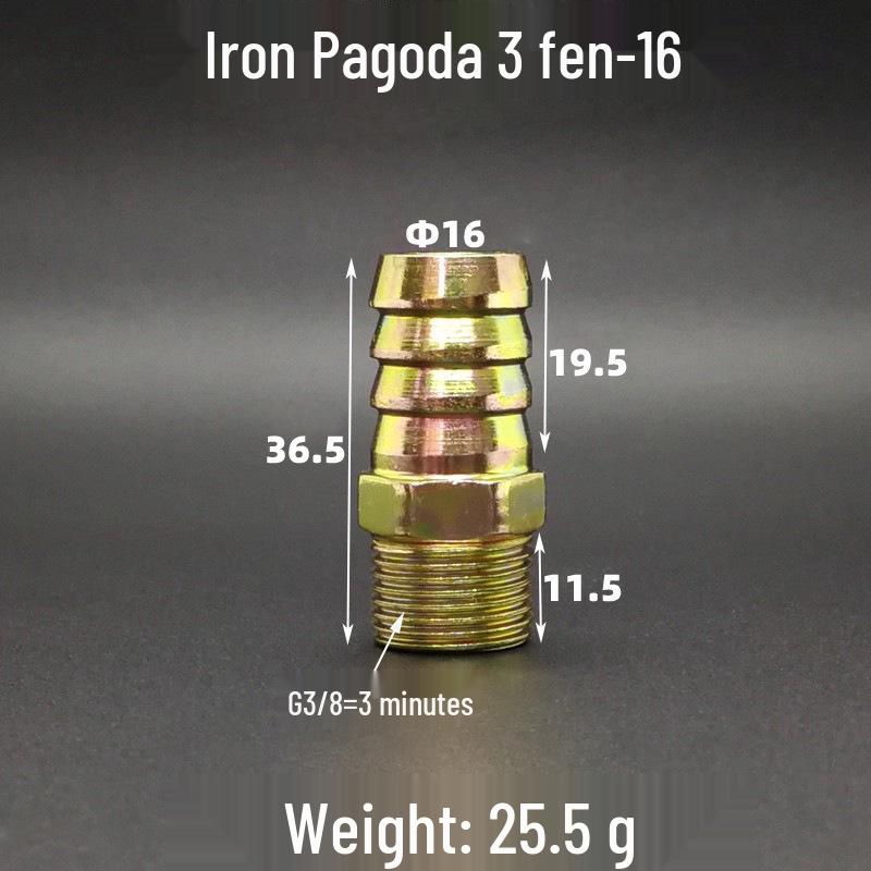 Iron-Plated Threaded Pagoda Hose Connector - Fits 1/2, 3/4, 3/8, 1/4, 1 Inch