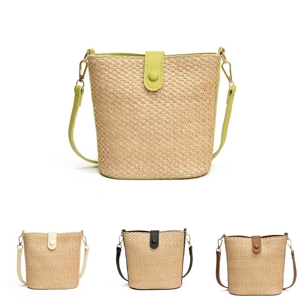 Elegant Pvc Bucket Bag 2024 Trendy Woven Design National Style Crossbody