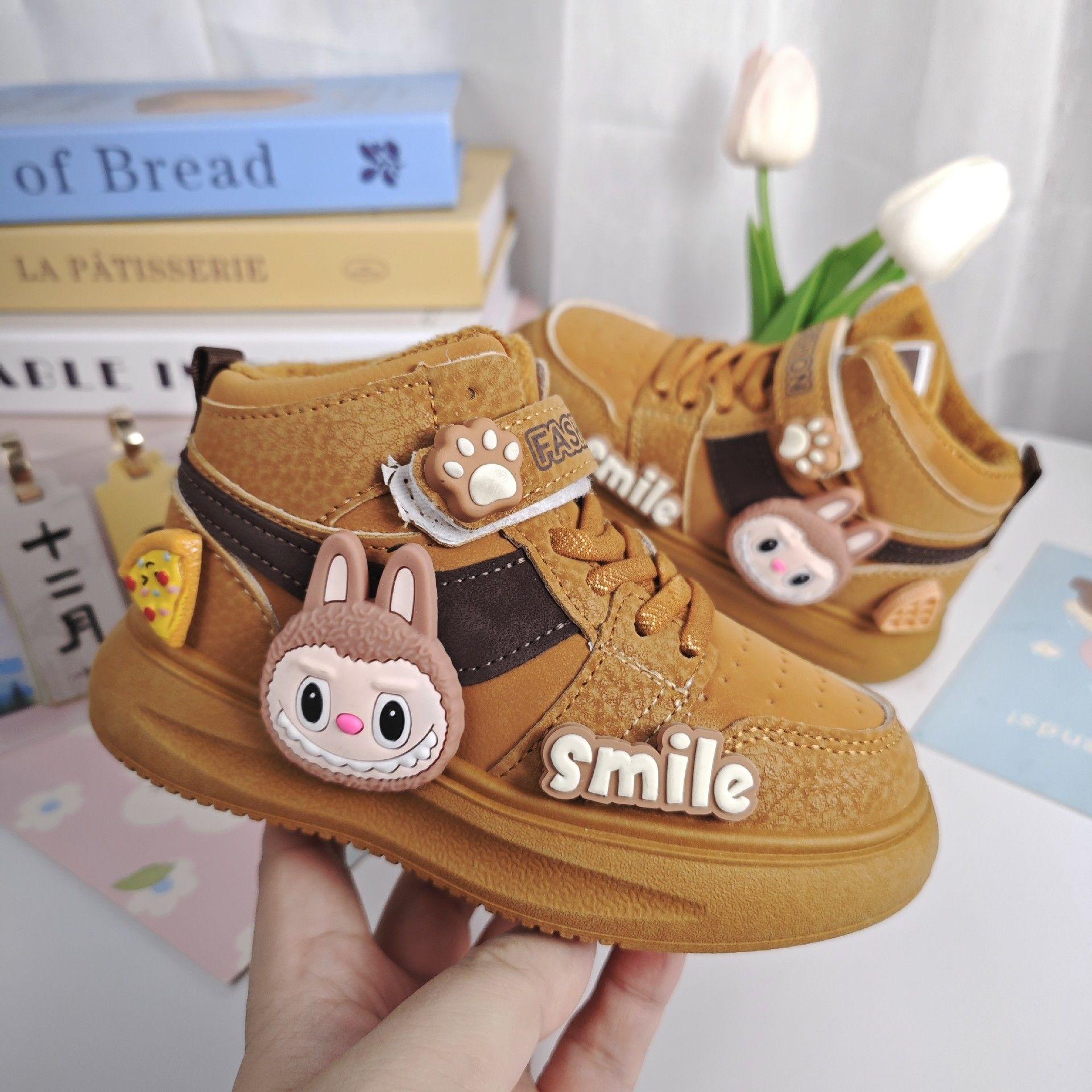 

Children s Fleece Sports Shoes, Winter Girls Anti-slip Board Shoes, Fashionable Cotton Shoes 33