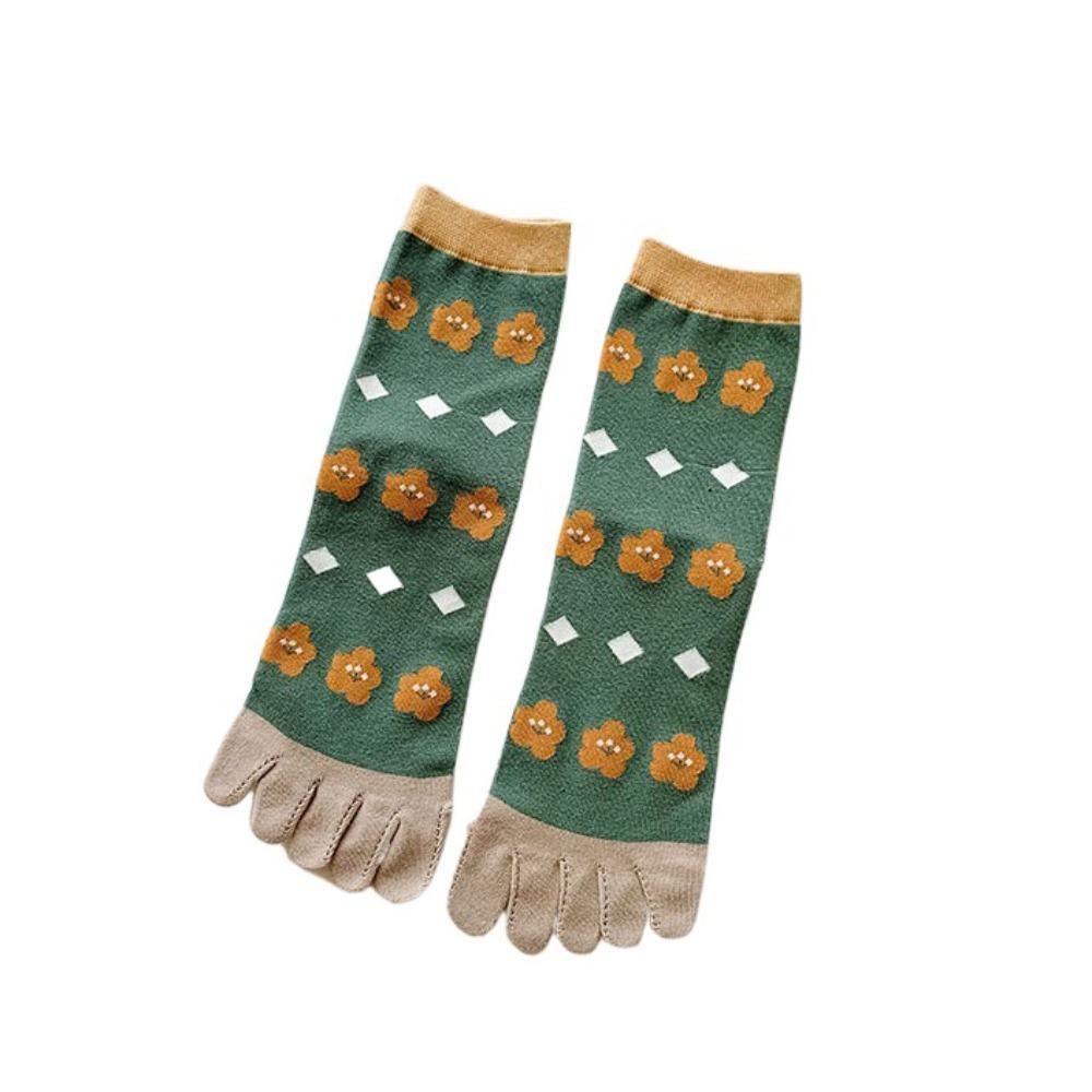 

Breathable Five Finger Tube Socks Stripe Grid Toe Separator Socks Split Toe Short Socks Daily Style 6