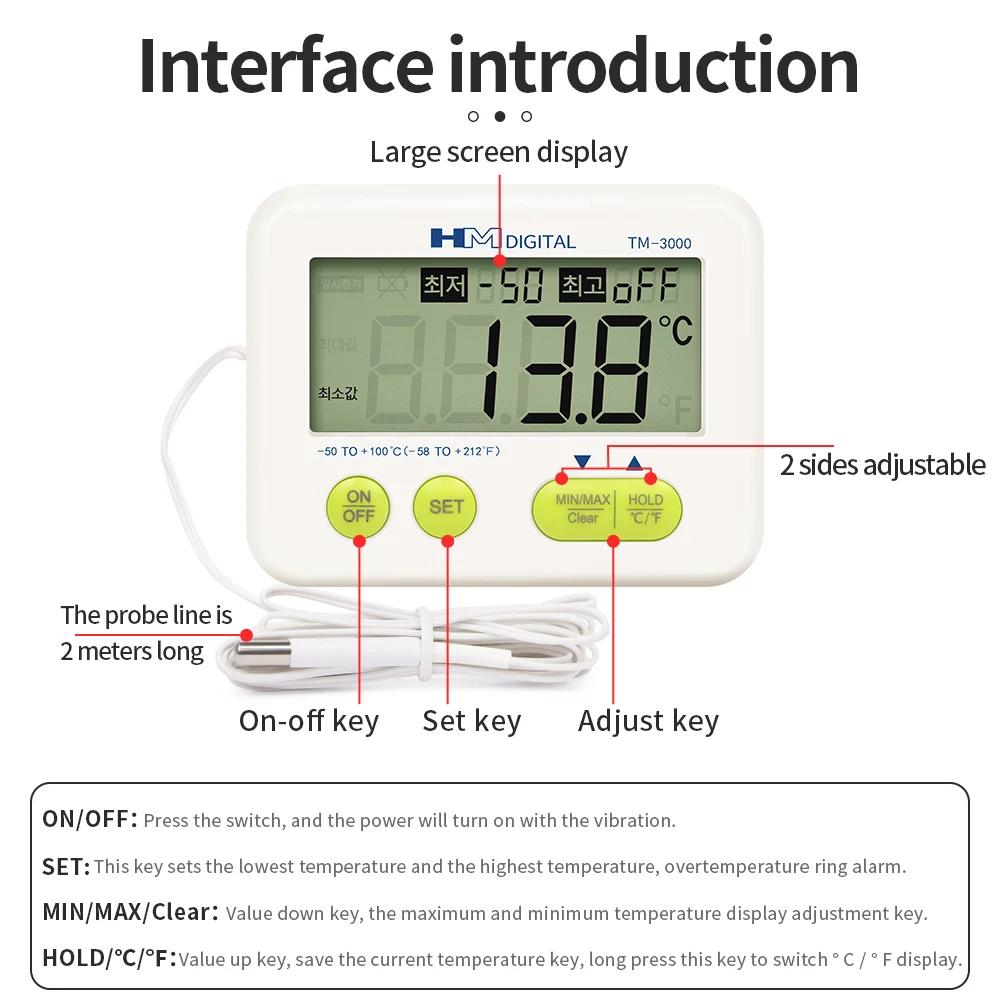 TM-3000 Digital Thermometer Household Mini Temperature Controller Portable Refrigerator Detection Thermometer With Sensor