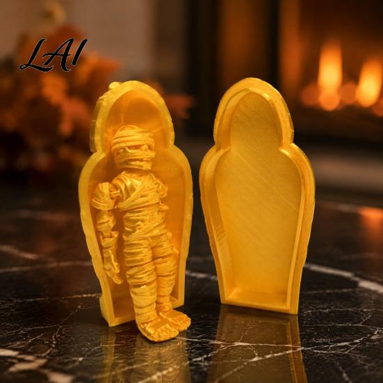 Ancient Egyptian Mummy Figurine 3D Printed Pharaoh Sarcophagus Set Articulated with Trendy Room Decor Storage Case Collectible Fidget Toy