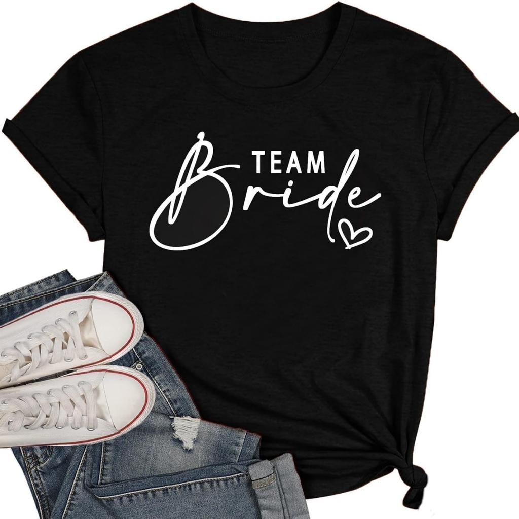 Bride Shirts for Women Bridesmaids Team Tee Bachelorette Bridal Party T-Shirt Wedding Proposal Tops