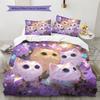Purple Tabby Cat  Pattern Bedding Quilt Set Quilt Cover Pillowcase Home Decoration  Gift (1 * duvet cover + 2 * pillowcase, without core)