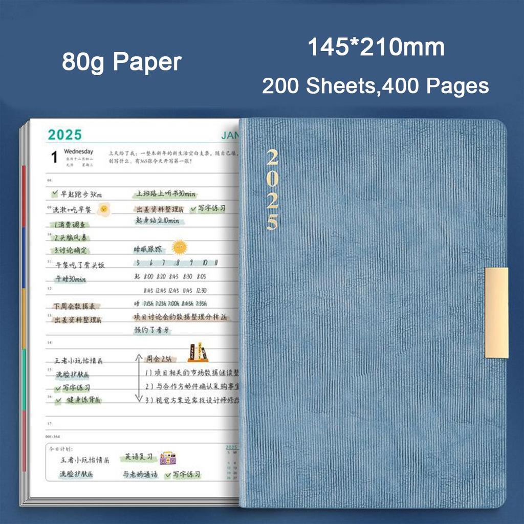 2025 Business Schedule, Student Daily Planner, Thickened Planner, Record Book, Notepad, Notebook, Memo, 200 Sheets, 400 Pages