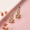 Elegant Bow Zircon Earrings: Copper-Plated, Real Gold for Women, European & American Fashion