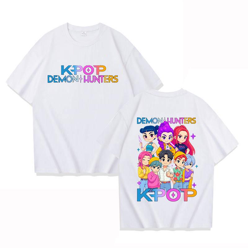 Funny Kpop Demon Hunters Print T-Shirt Women Men Loose Short Sleeve Round Neck Top Female Casual Shirt Tees