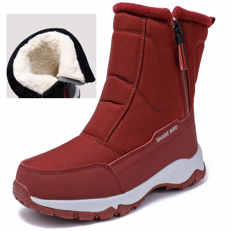 Fashion Snow Boots For Men Women Plush Warm Winter Boots Side Zipper Outdoor Hiking Shoes Cotton Boots Non-Slip Men Ankle Boots