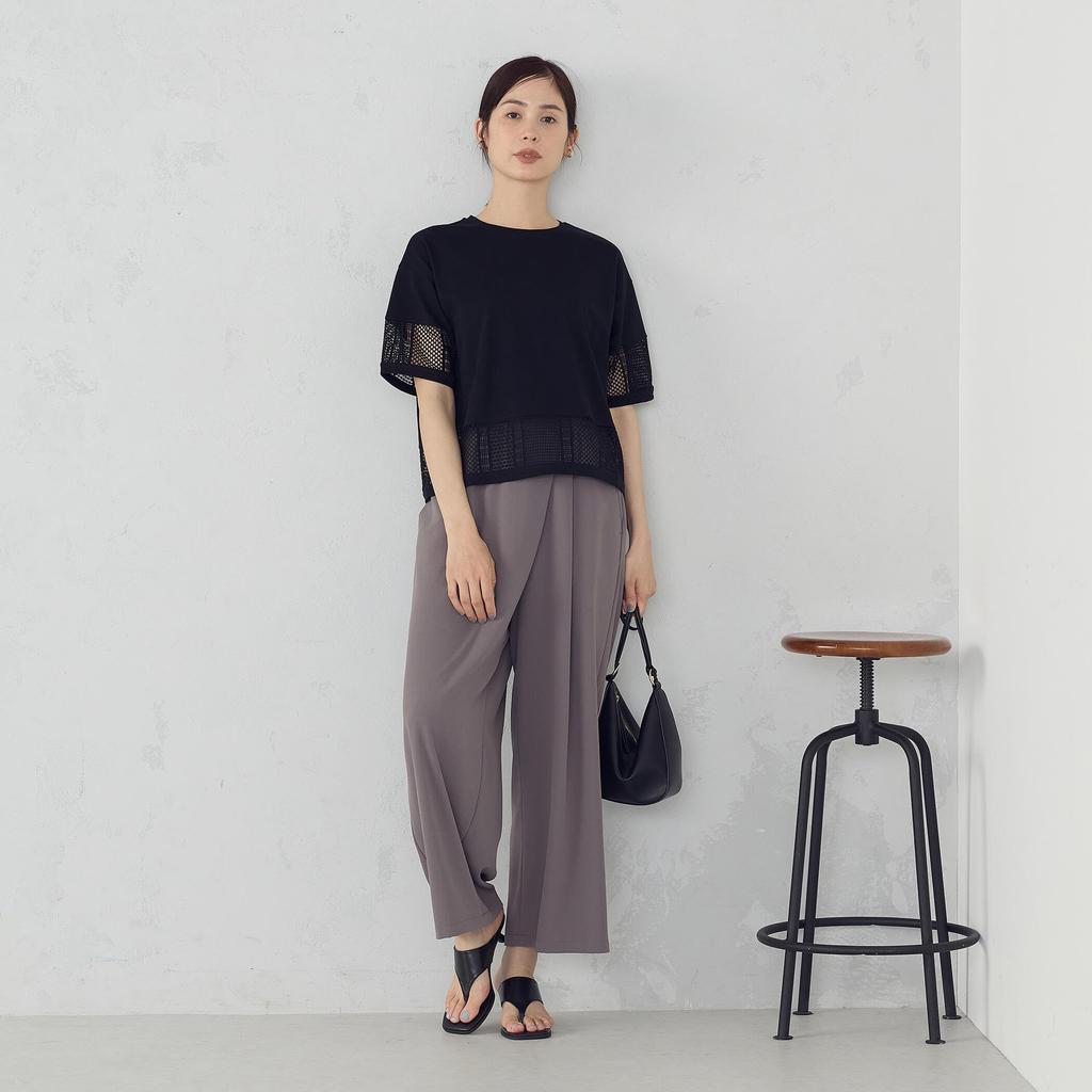 Comme Ca Ism Lace Combination Black L T-Shirt 12-68CK31-205
