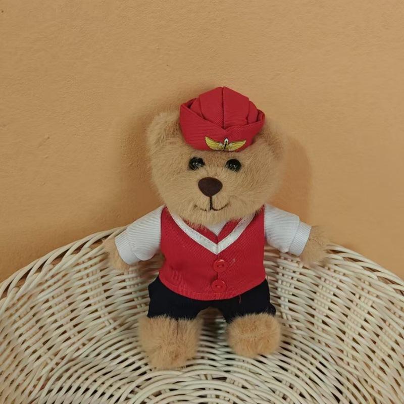 Traffic Police Officer Bear Doll Cute Doll Police Car Keychain Plush Toy Schoolbag Pendant Small Pendant Puppet