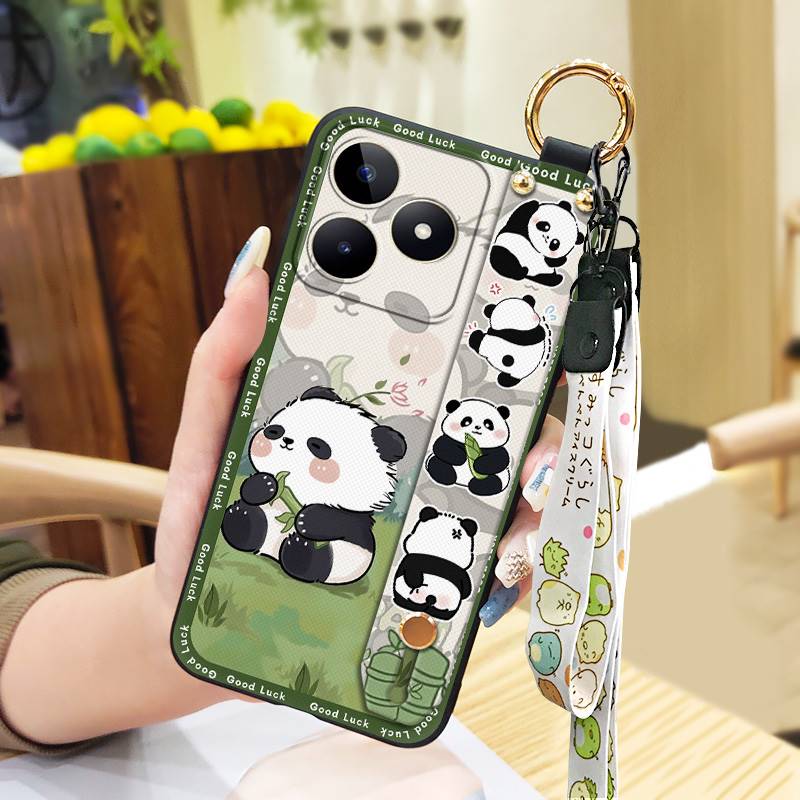 Wrist Strap Back Cover Phone Case For Realme C53/Narzo N53 Phone Holder Fashion Design Anti-knock Silicone Protective