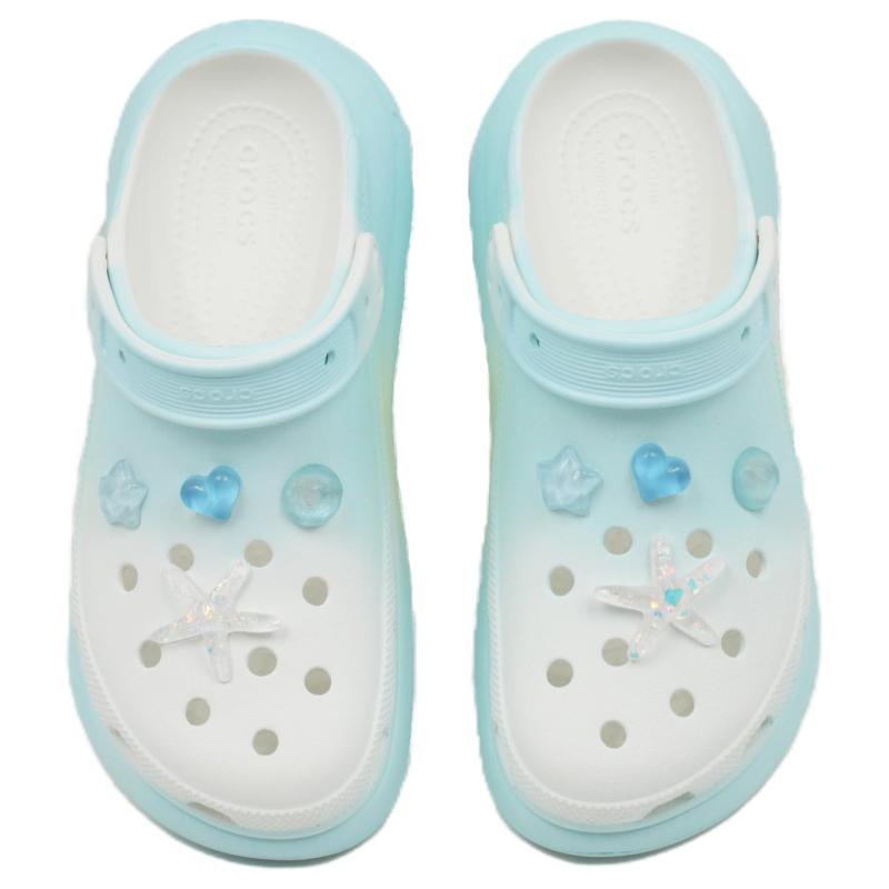 Crocs Crush Clog EVA Spring/Summer Collection Graffiti Decorative Buckle Simple Hole Shoes Unisex Same Blue Language Star Sea