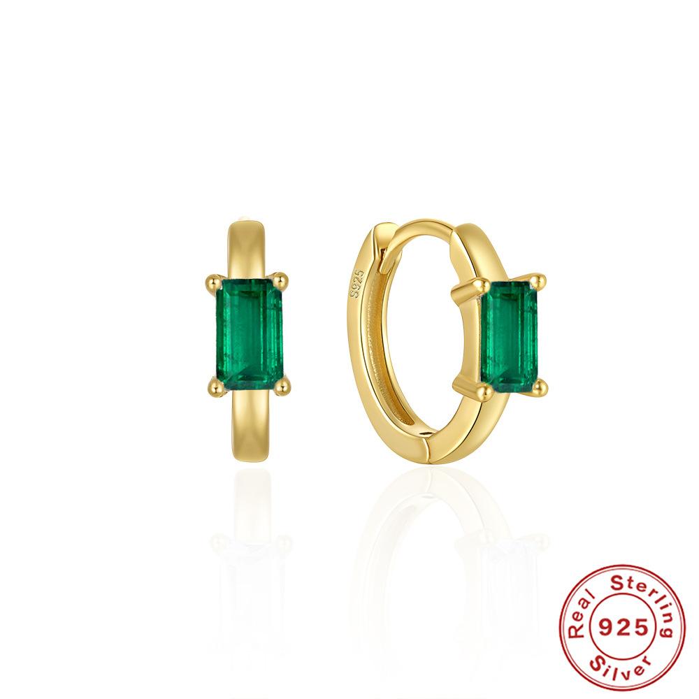 French Simple S925 Silver Fashion Temperament High-End Light Luxury Colored Treasure Stud Earrings Irregular Ear Buckles