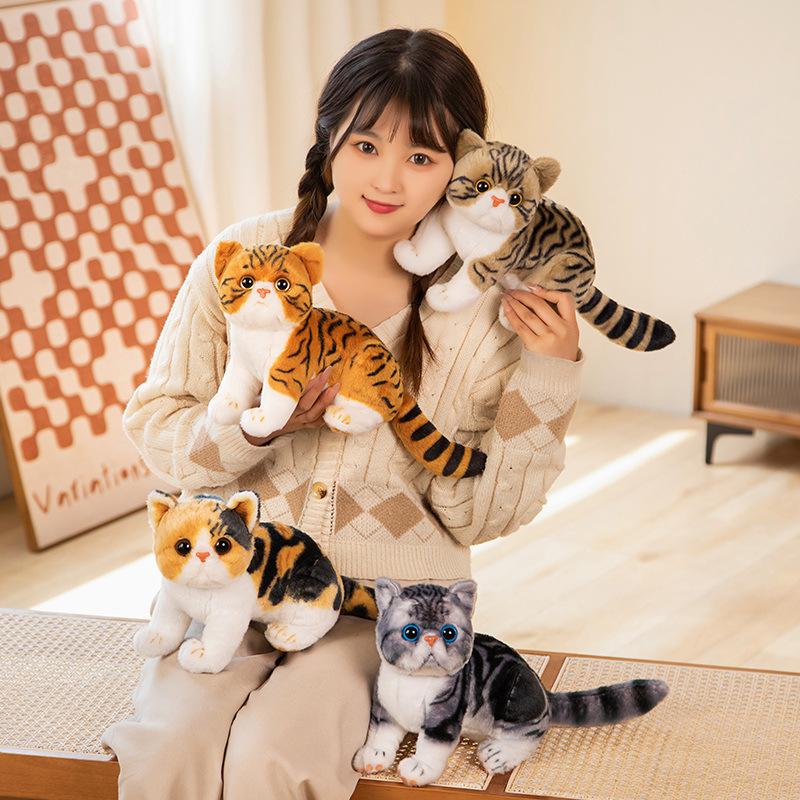 Cute simulation kitten doll plush toy three-flower cat orange cat doll children's soothing cloth doll