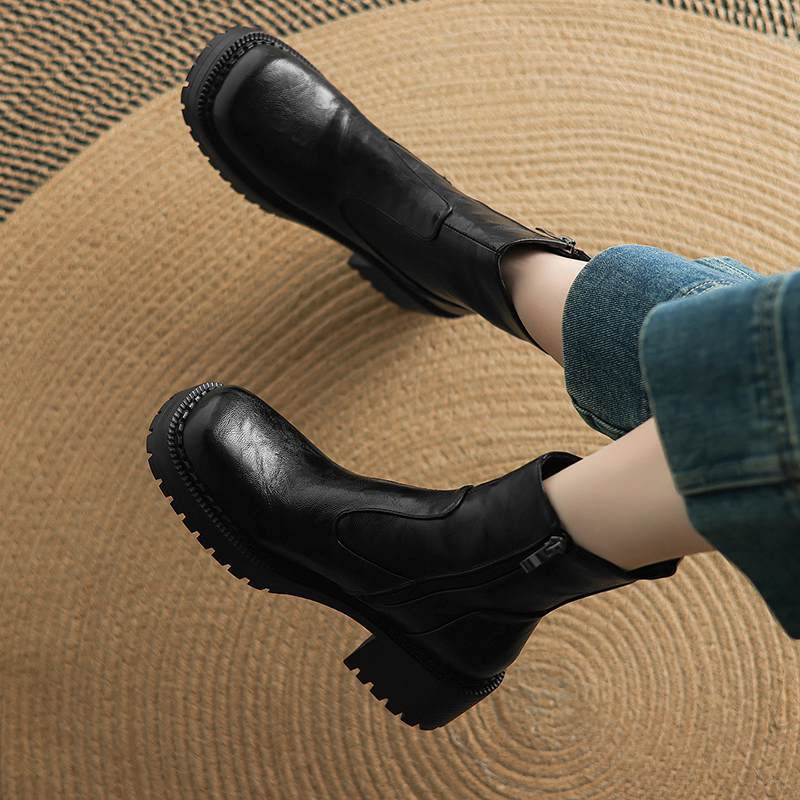 Krazing Pot Microfiber Winter Round Toe Modern Platform Size 33 Boots Size 43 Thick Bottom Women Ankle Boots