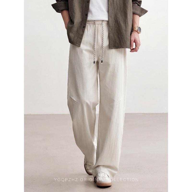 Counter minimalist design high-end tencel cotton blended thin casual pants men's spring and summer loose straight trousers