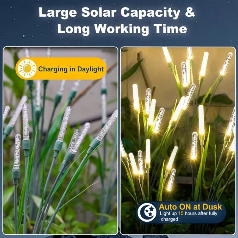 1PC Solar Bubble Reed Garden Lights Warm White RGB Outdoor Waterproof LED Pathway Lights for Yard Patio Lawn Landscape Decor