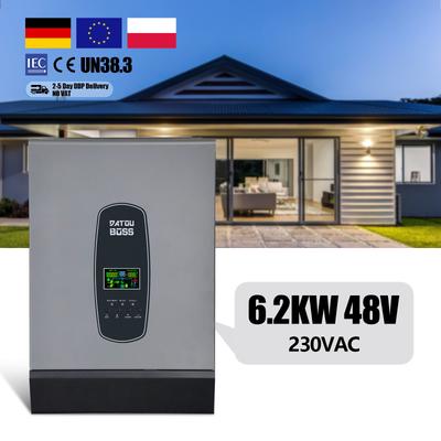 EU USA Stock 6.2KW 6200W On/Off Grid Solar Inverter DC48V 220/230/240VAC MPPT Pure Sine Wave Single Phase 6200W ON/OFF Inverter