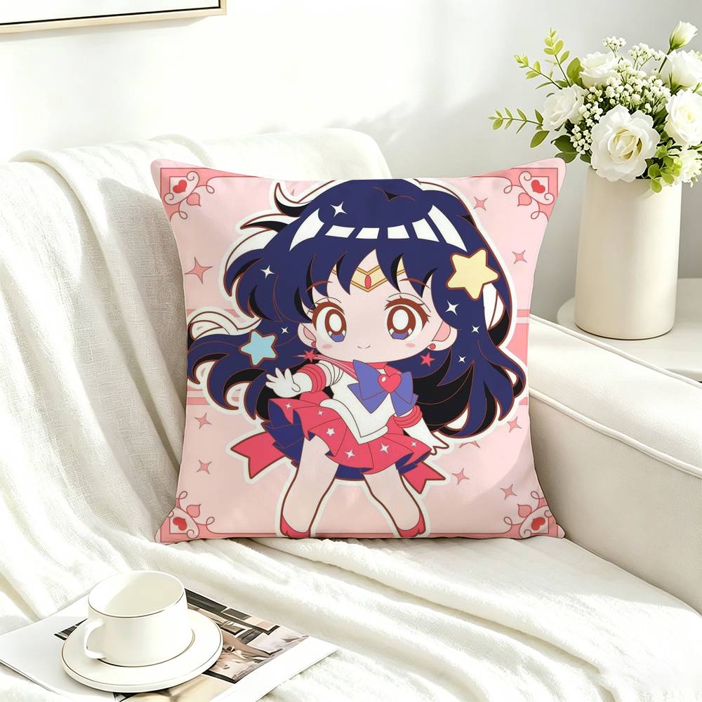 Cute girls S-Sailors M-Moon-es Pillow Case Square Double-Sided Sofa Cushion Cover Bedroom Bedside Pillow
