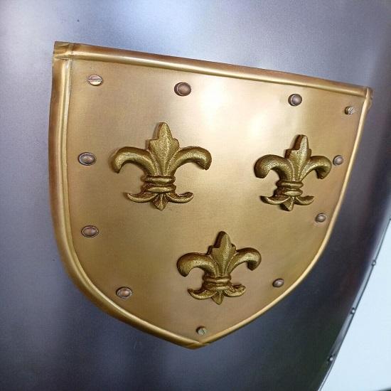 Halloween medeltida lövdesign Svart aluminiumsköld Shield Prop Replica