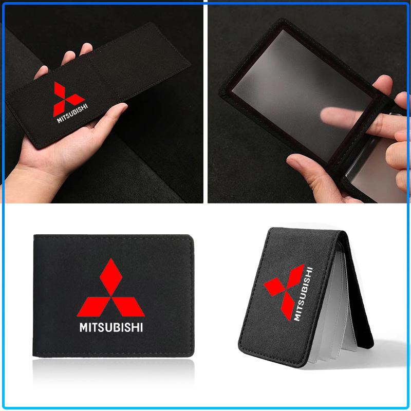 PU Leather Credit Card Case Car Driving Documents Protective Case For Mitsubishi Lancer Lancer ASX Outlander 2 3 Pajero Mirage exzos Pajero 4