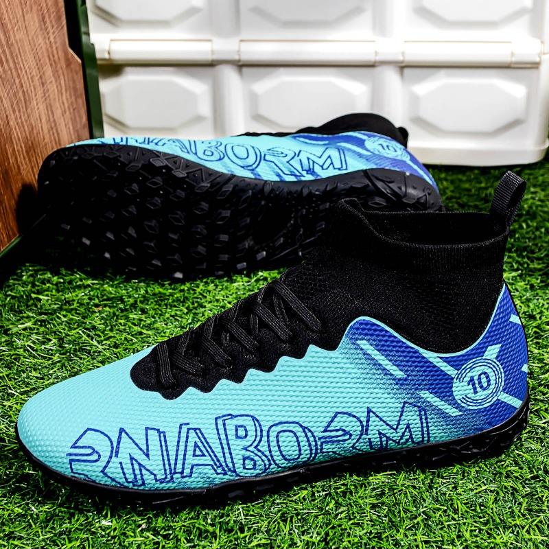 Herren Fußballschuhe mit Sockenmund, weiche Gummisohle, kurzgenagelte Kunstrasen-Fußballschuhe aus Leder für Jugendliche und Kinder