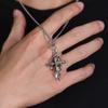 Twisted Cross Pendant Necklace Retro Gothic Chain Necklace Fashion Jewelry for Men Women