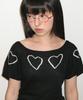 RONRON Heart Line Short Sleeve Knit Black