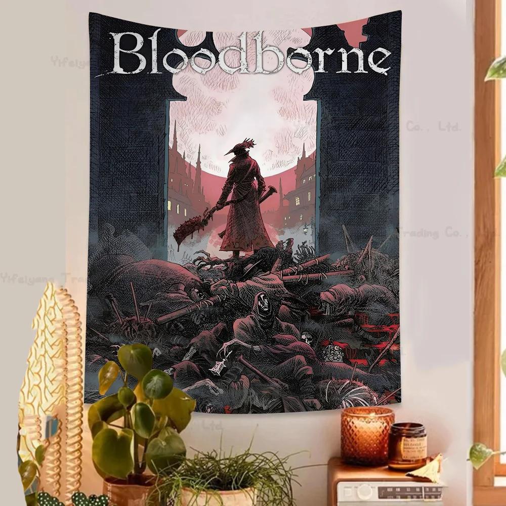 Klassisches Spiel Bloodborne Buntes Wandbehang Hippie Blume Wandteppiche Schlafsaal Dekor Wandkunst Dekor