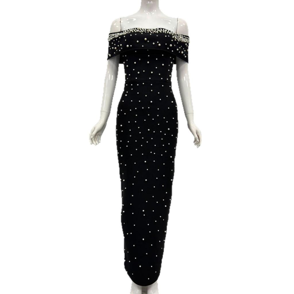 Cross-Border Women's Sexy One-Shoulder Bandage Evening Dress