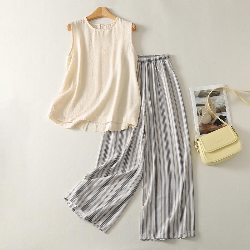 Women s Linen Sleeveless Top & Shorts Summer Set L