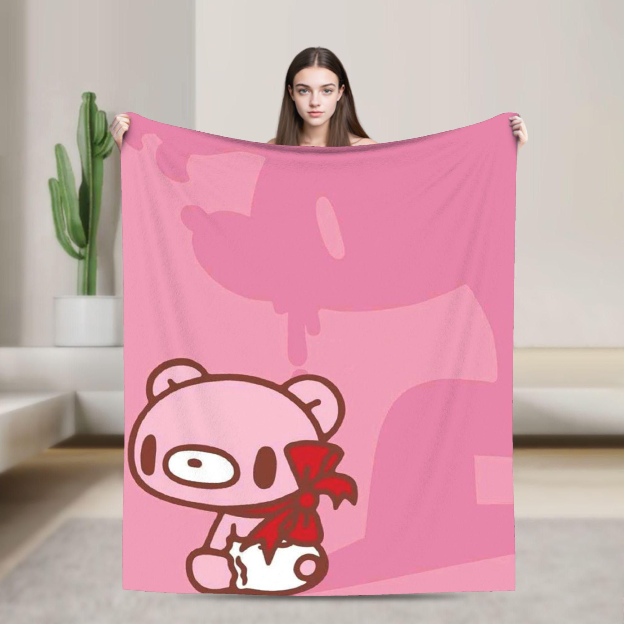 Super Warm BlanketsGirls Boys Camping Gloomy Bear Throw Blanket  Flannel Bedspread For Home Decor Funny Sofa Bed Cover 75x90cm