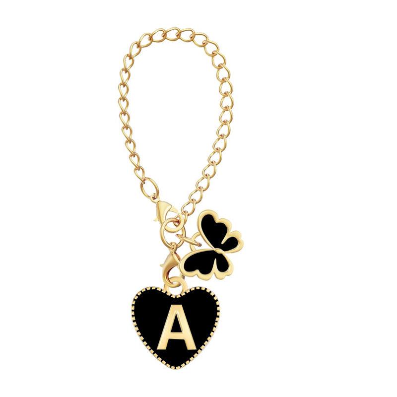 Butterfly Heart Cup & Plate Pendant with English Letter Charms