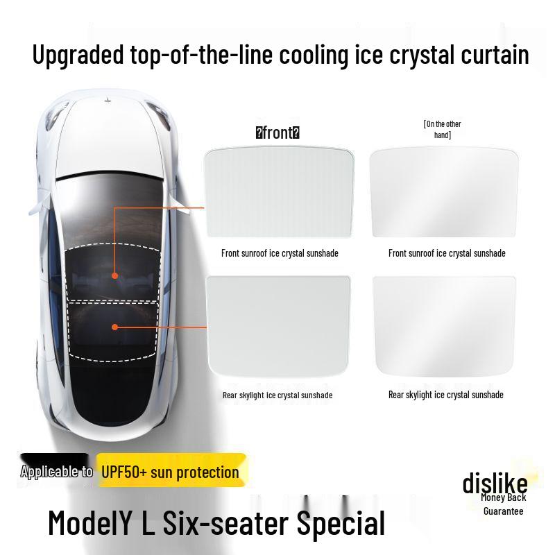 Compatible with all Tesla models: updated sunroof ice crystal sunshade for Model Y/3/YL, rear window type.