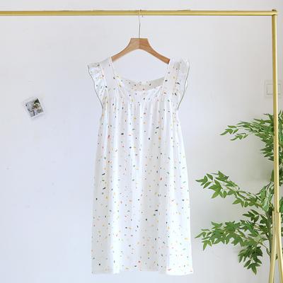 Summer New Women's Nightwear 100% Cotton Crepe Sling Dress Cute Girl Tank Top Dress