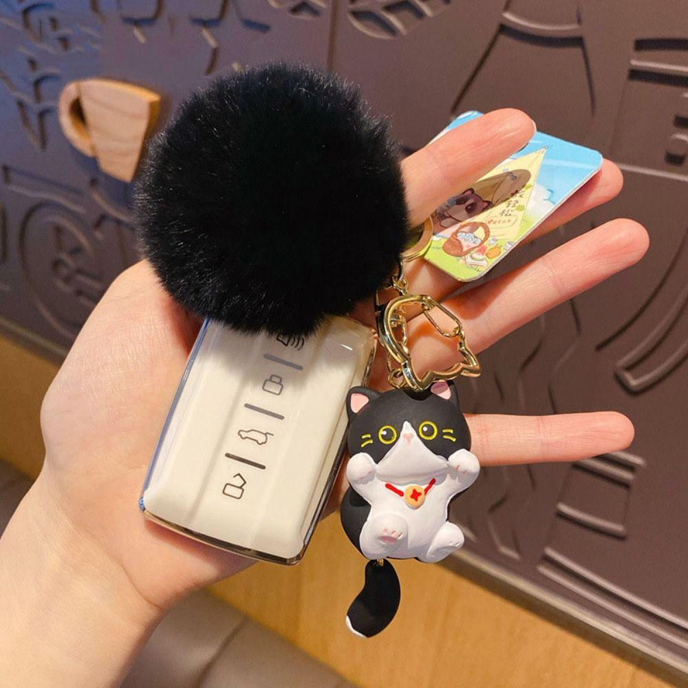 

Trendy Schoolbag Pendant Cute Car Key Ring Creative Vitality Cat Keychain Hanging Ornaments Style 2