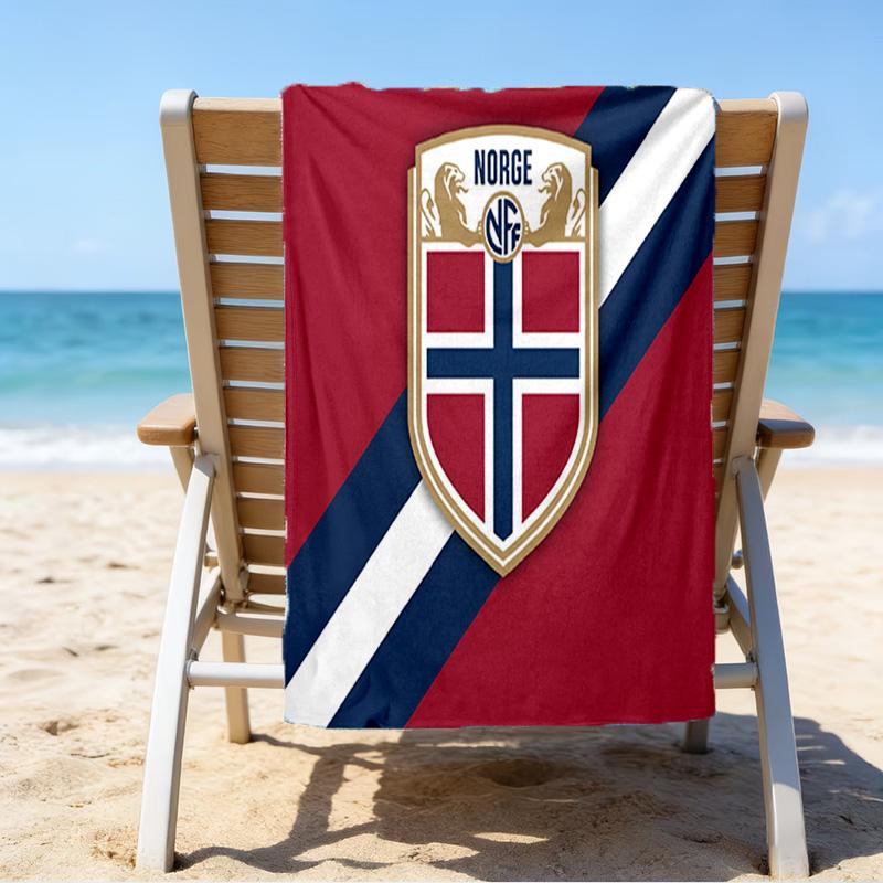 Asciugamano da Spiaggia in Microfibra con Stemma del Calcio Norvegese, Leggero e Asciugatura Rapida, per Viaggi Estivi, Essenziale per la Spiaggia, Piscina all'Aperto