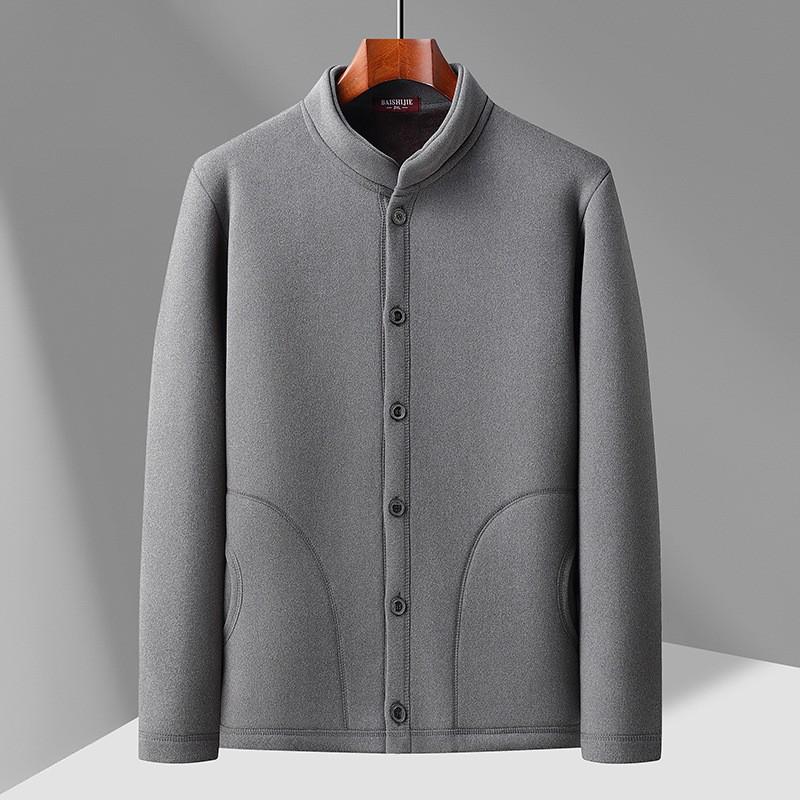Mens Fleece Cardigan Coat Elderly Loose Fit Warm Winter Outerwear Plus Size XL-5XL