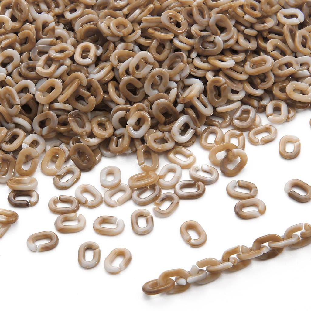 100 sztuk akrylowy płaski Twist płaski łańcuch w kształcie litery O otwarty pierścień koraliki złącze ogniwo łańcucha do tworzenia biżuterii