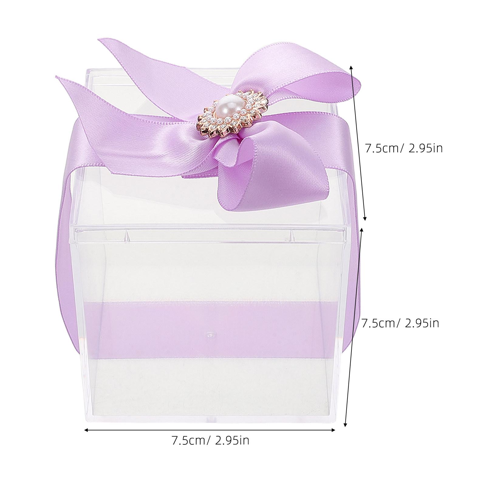 

Clear Plastic Wedding Candy Box Elegant Bow Favor Container for Party Wedding Jewelry Organizer Mini Storage Transparent Display other фиолетовый