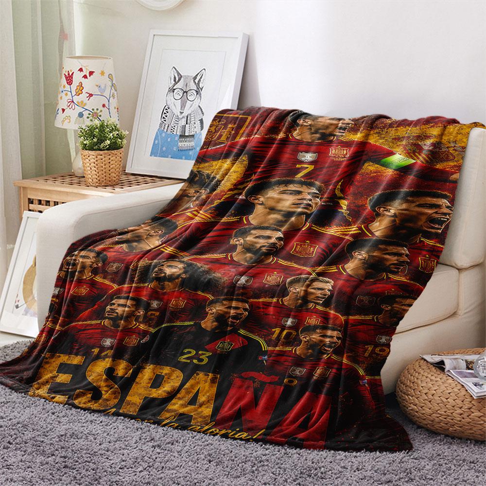 1 Pieza Manta de Franela Estampada de la Selección Nacional de Fútbol de España Adecuada para Todas las Estaciones para Decoración del Hogar Calidez y Comodidad Regalos Regalo Navideño