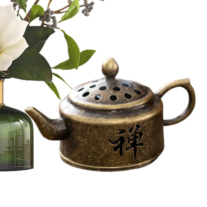 Tea Pot Shape Incense Holder Small Vintage Incense Holder Indoor Decorative Supplies Artistic Zen Decoration for Study Bedrooms