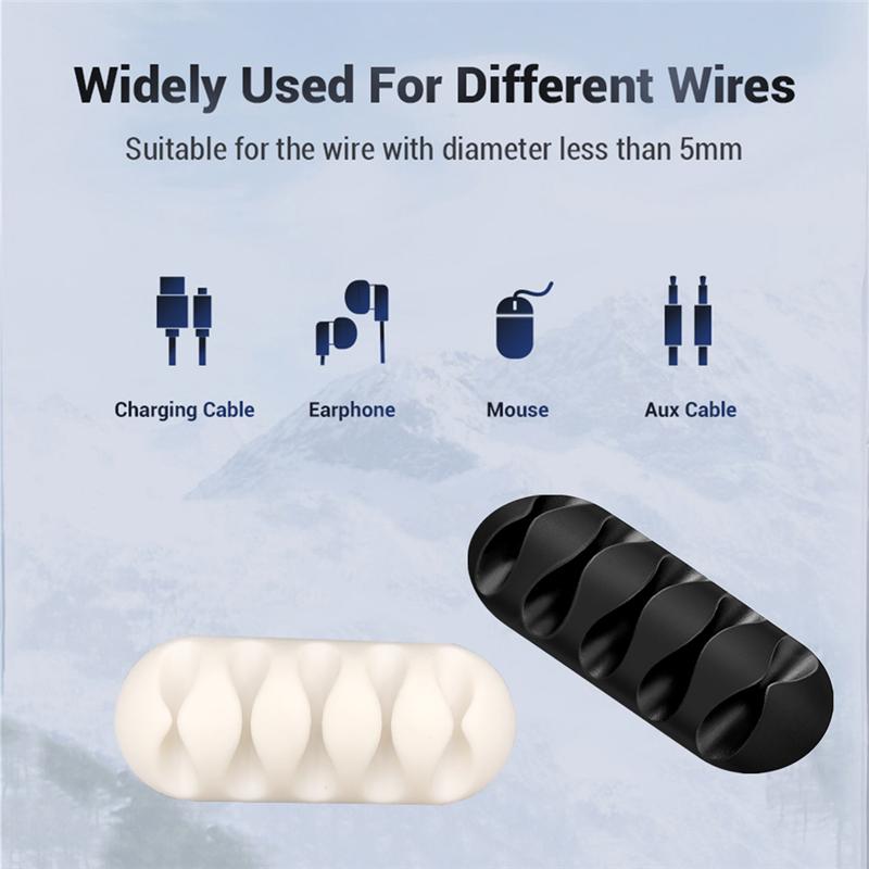 USB Cable Hub Clip Manager Round Fixing Car Wire Holder Clamp Car Dashboard Office Desk Wire Organizer Self-Adhesive Fixed Clasp