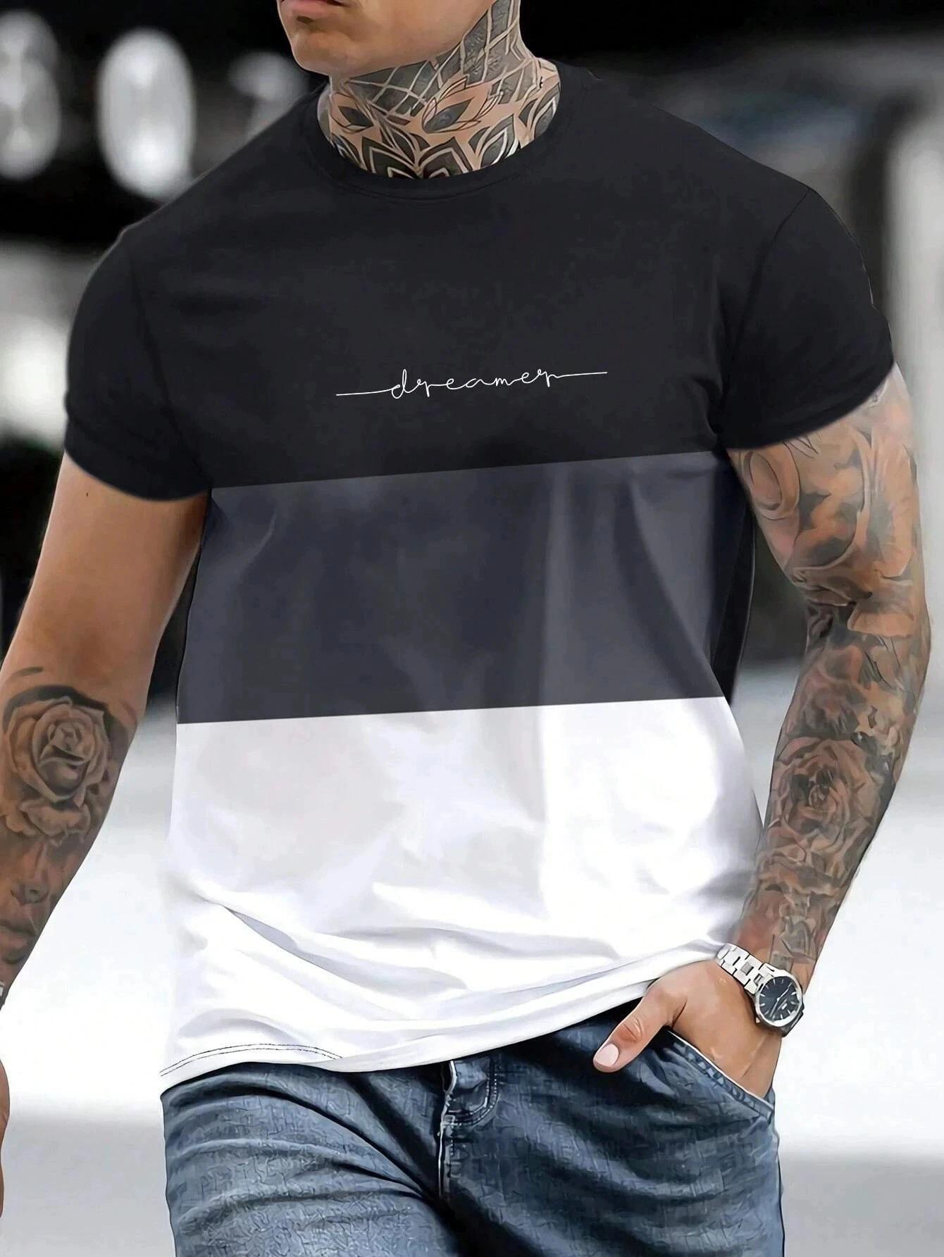 European & American Men s 3D Digital Sports T-Shirt Short Sleeve XXL