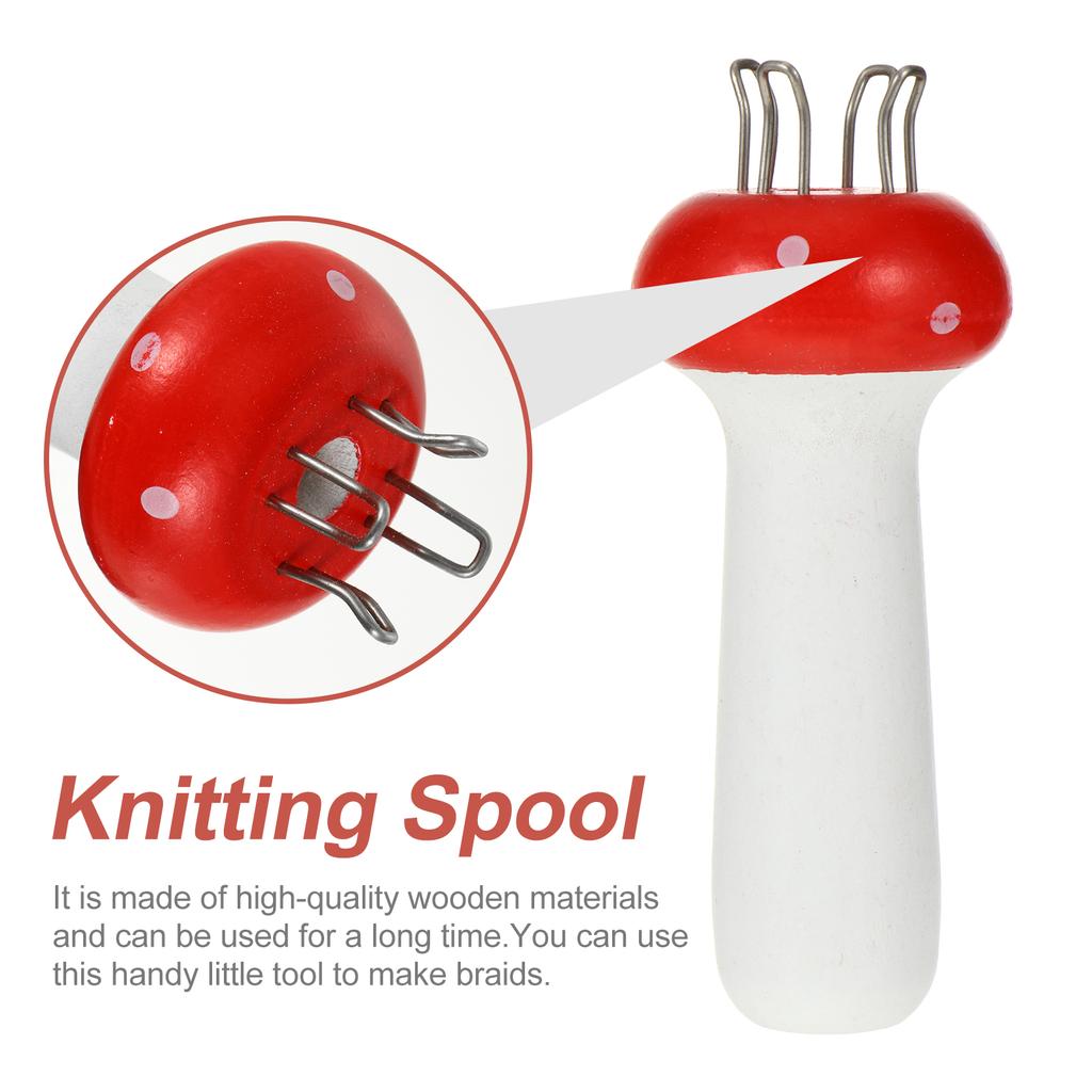 Mushroom Shape Wooden Knitting Tool For Cotton Silk Synthetic Yarn Tool Wooden Hand-Knitting Spool For Beginner Advanced