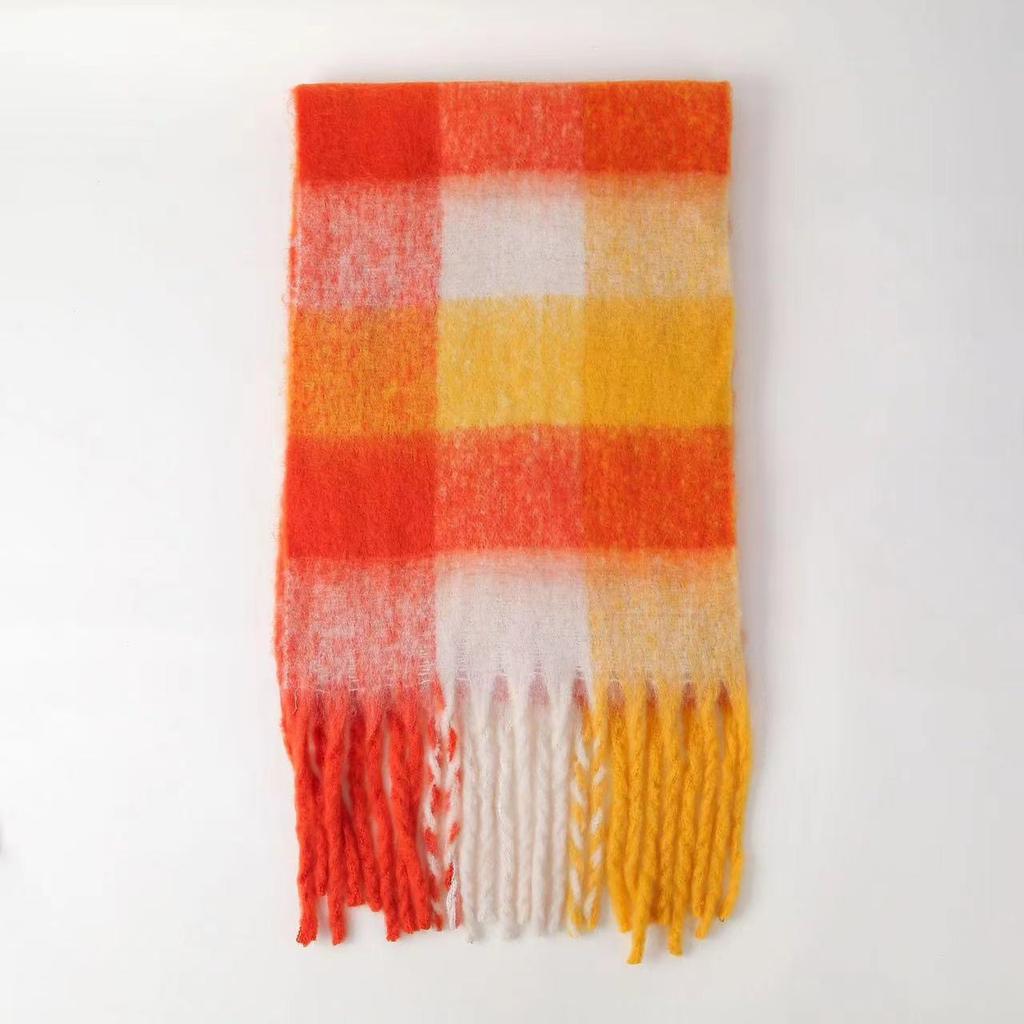 New AC plaid mohair scarf soft waxy warm scarf autumn and winter imitation cashmere shawl women