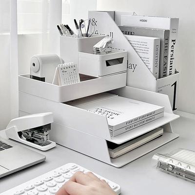 Multifunkční organizér na stůl: Držák na dokumenty A4, Stojánek na tužky, Kancelářský úložný regál