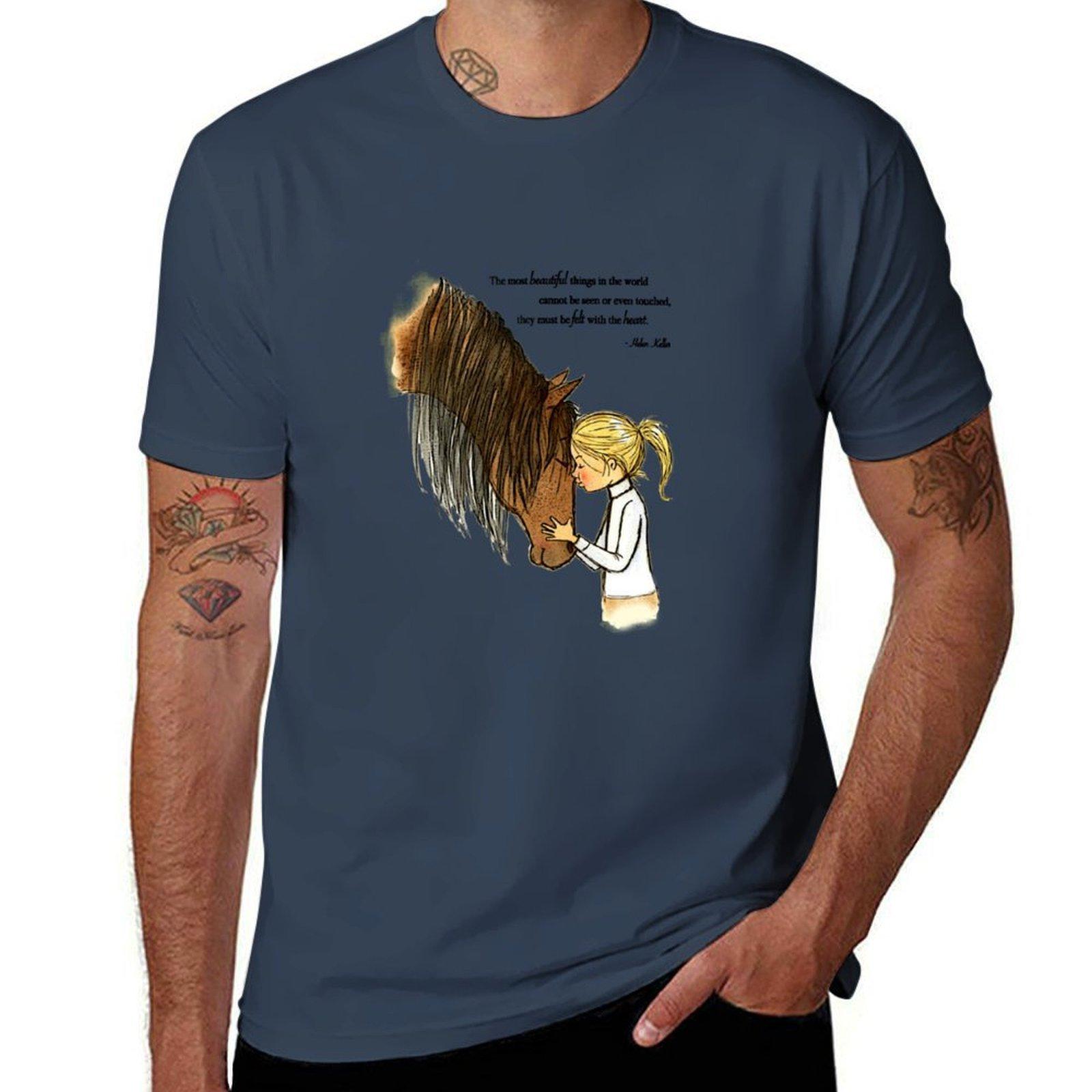 Girl Kissing Horse Quotes Tshirt Tshirt Casual All Match Short Sleeve Tshirt S