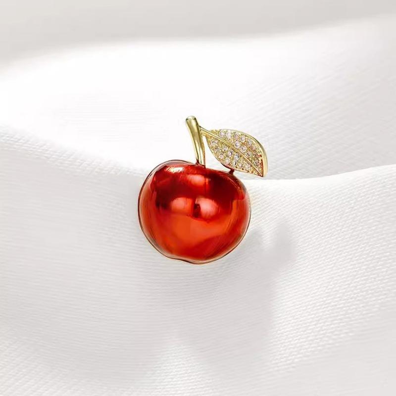 The Small Red Apple Brooch Features A Niche Design with A Sense of Sophistication. It Is A Brooch and Anti-glare Clasp for Clothes